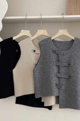 Asymmetrical Buckle-Front Vest