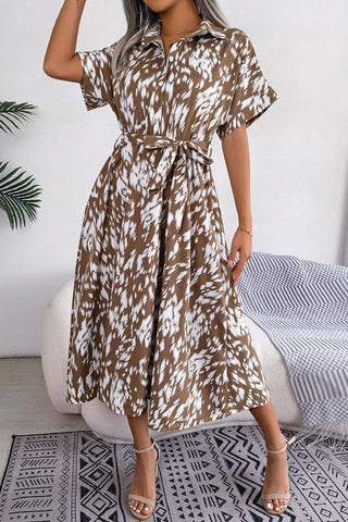 Belted Shirt Dress with Flowing Silhouette