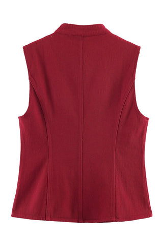 Stand Collar Asymmetric Button Vest