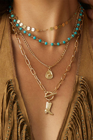 Disc Turquoise Layered Necklace