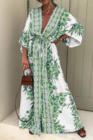 Floral Print Vacation Maxi Dress