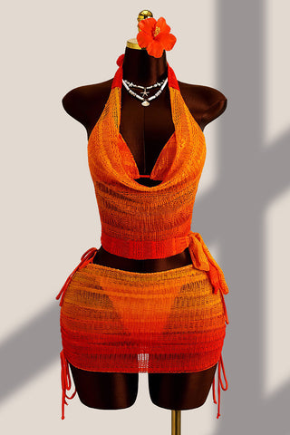 Halter Bikini Set with Sheer Cover-Up
