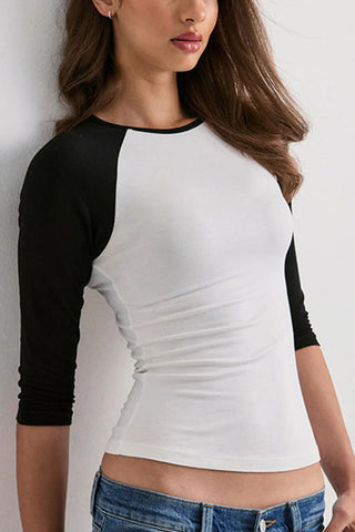Contrast Raglan Sleeve Fitted Top