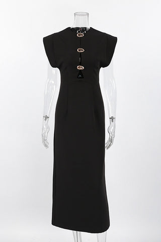 Keyhole Detail Midi Dress