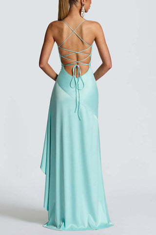 Ruffle High-Low Spaghetti Strap Casual Dress
