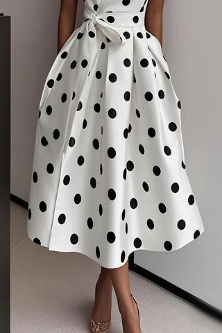 Polka Dot Wrap Evening Dress