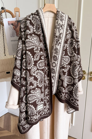 Paisley Knit Open-Front Shawl