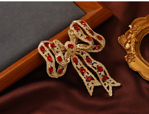 Crystal Bow Brooch