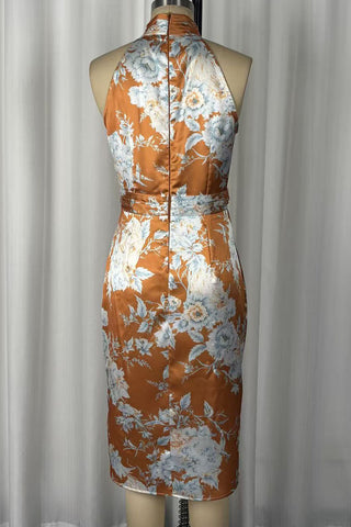 Floral Halter High-Waist Bodycon Dress