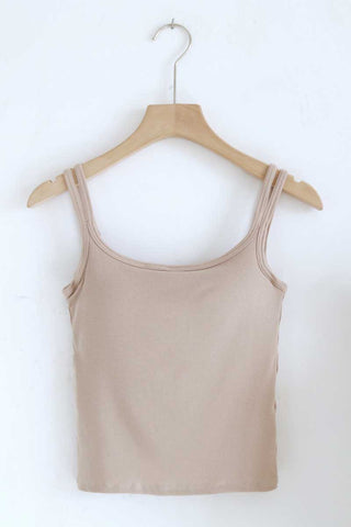 Ribbed Scoop Neck Sleeveless Tank Top