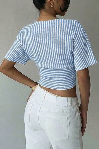 Striped Wrap-Front T-Shirt