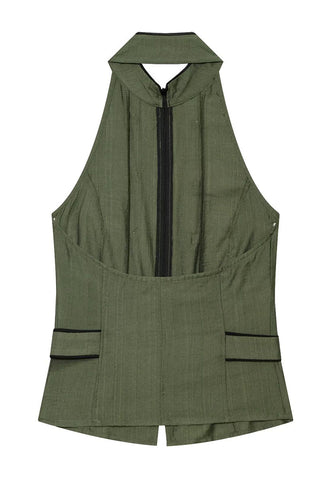 Zipper Front Double-Breasted Tank Top