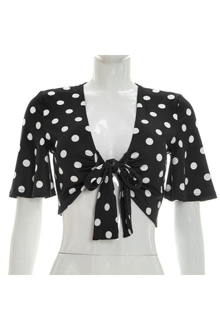 Tie-Front Polka Dot Crop Top