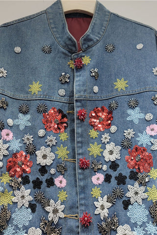 Sequin Floral Denim Jacket