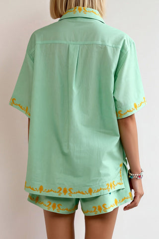 Patterned Shirt and Shorts Set