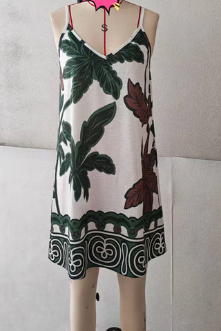 Printed Spaghetti Strap Casual Dress