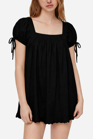 Square-Neck Ruffle Hem Blouse