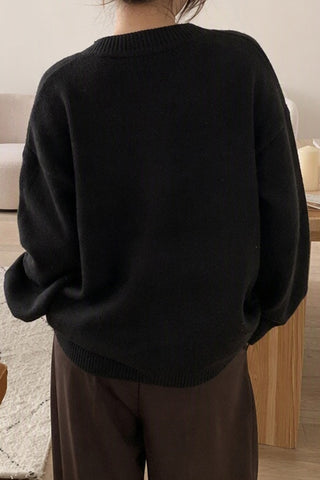 Fuzzy Star Graphic Crew Neck Sweater