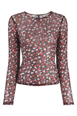 Sheer Floral Print Long Sleeve Blouse
