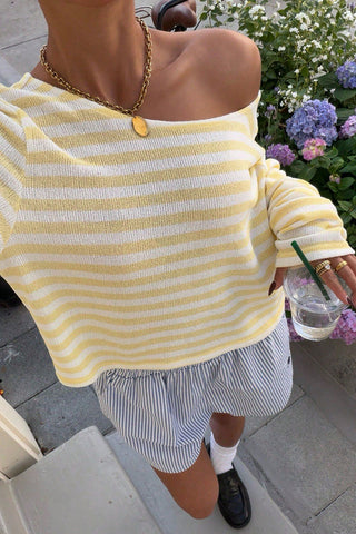 Striped Off-Shoulder Knit Top