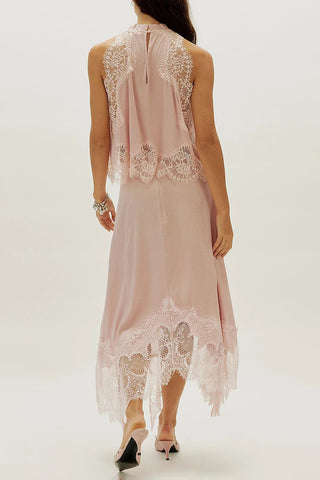 Elegant Lace Trim Skirt Set