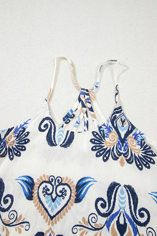 Strappy Back Boho Print Cami Top