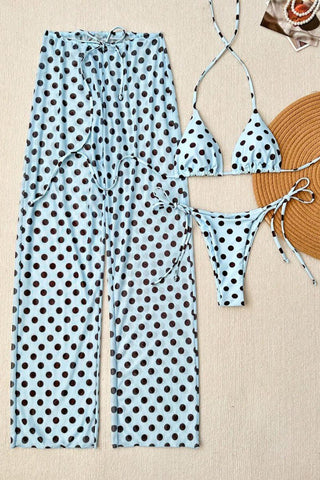 Polka Dot Bikini Set with Cover-Up