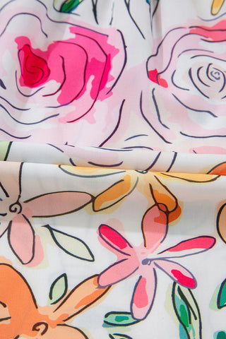 Watercolor Floral Puff Sleeve Blousee