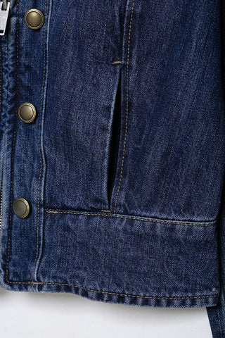 Zip-Front Cropped Denim Jacket