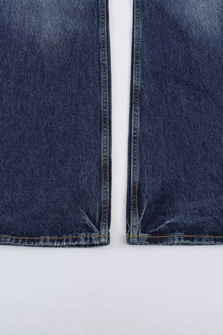 Lace Side Panel Wide Leg Jeans