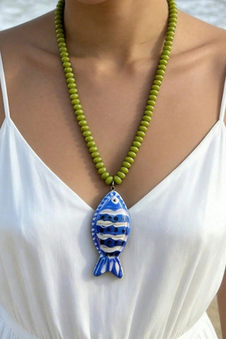 Fish Pendant Beaded Necklace