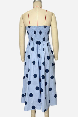 Strapless Polka Dot Midi Dress
