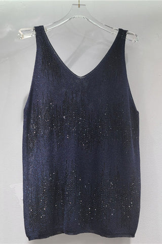 Sequin V-Neck Sleeveless Tank