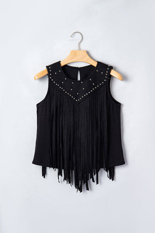 Studded Fringe Sleeveless Tank Top