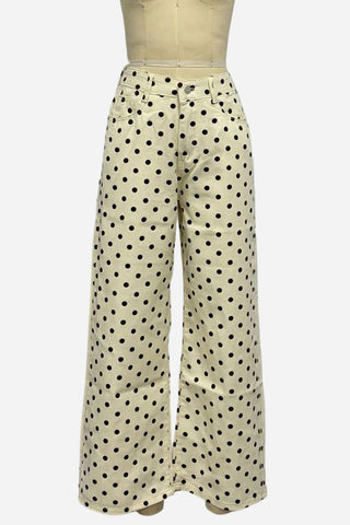 Polka-Dot Wide Leg Jeans