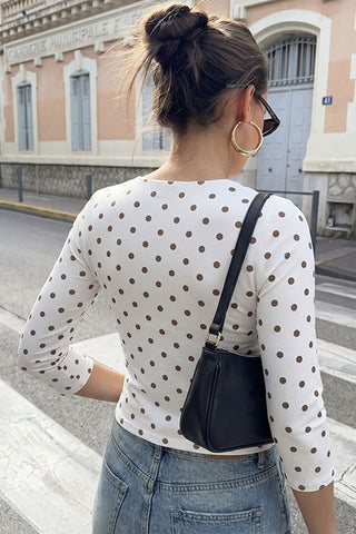 Polka Dot V-Neck Crop Top
