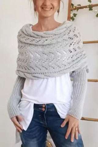 Pointelle Knit Cowl Neck Sweater