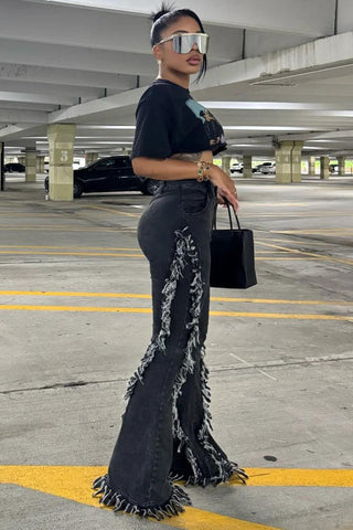 Fringe Side Bootcut Jeans