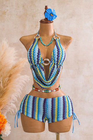 Cutout Ring Halter Bikini Set