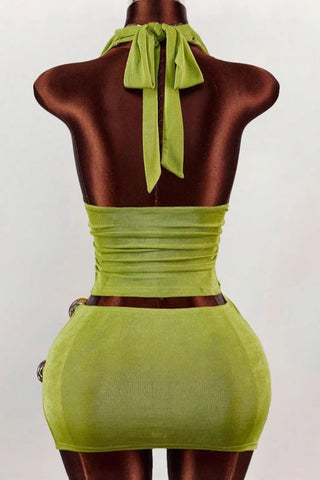 Halter Pleated Skirt Set