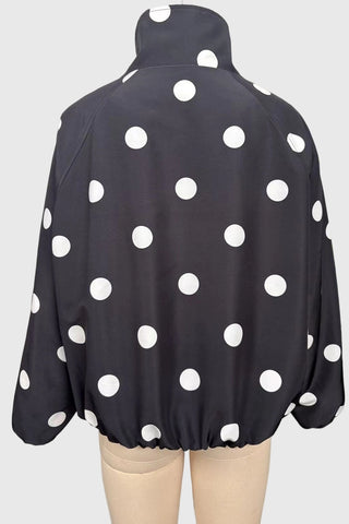 Polka Dot Stand Collar Zip-Up Jacket