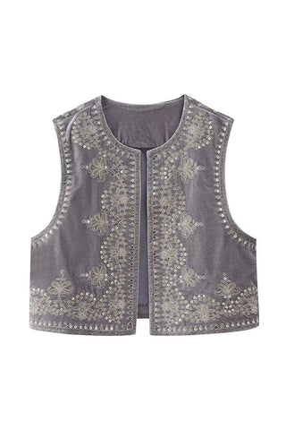 Floral Crew Neck Sleeveless Vest