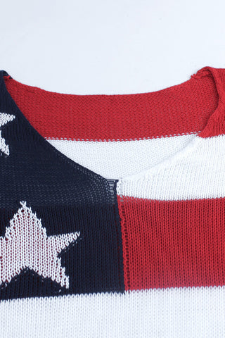 Star Stripe V-Neck Knit Top
