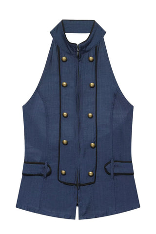 Zipper Front Double-Breasted Tank Top