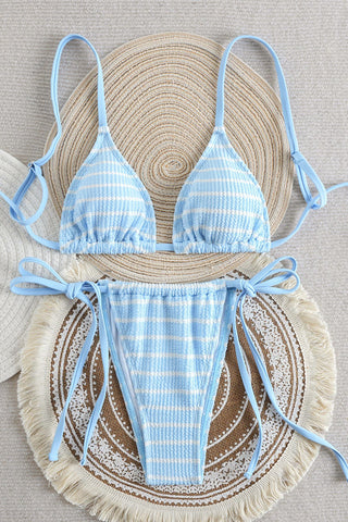 Striped Bikini Set with Tie Details