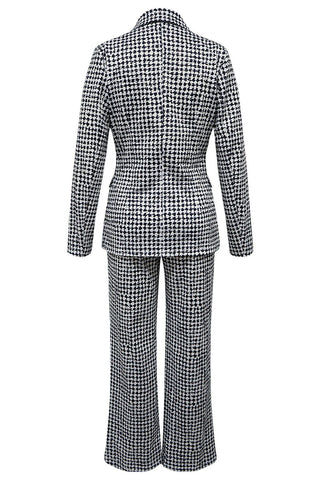 Plaid Double-Breasted Blazer Pants Set