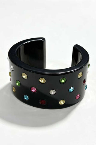 Marbled Rhinestone Wide Cuff Bracelet