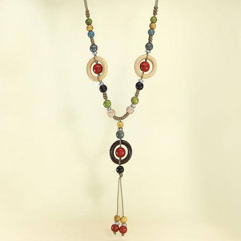 Braided Beaded Pendant Necklace