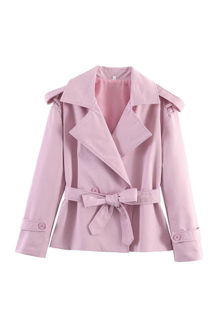 Notched Collar Belted Wrap Coat