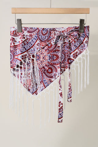 Elephant Print Fringe Scarf